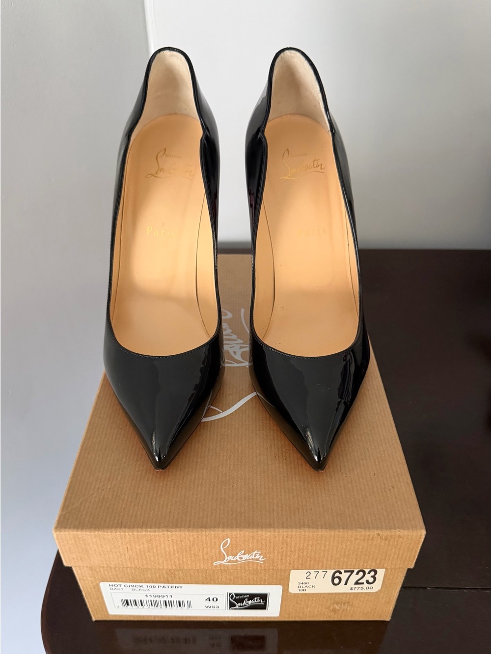 Worn Once - Christian Louboutin Hot Chick 100 Patent Pump - Black